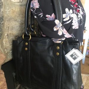 FRYE Soft Black Leather handbag Sachel like NWOT